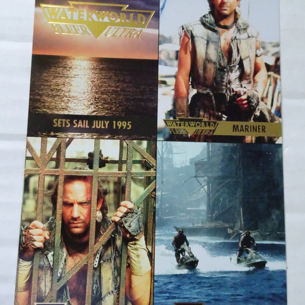 Waterworld - Fleer Ultra Trading Card - Uncut 4 Card Promo Sheet - Kevin Costner
